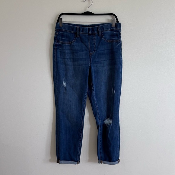 Judy Blue Pull on Jeans NO ZIPPER! Boyfriend Fit, minimal distressing cuffed 30 - Picture 1 of 6